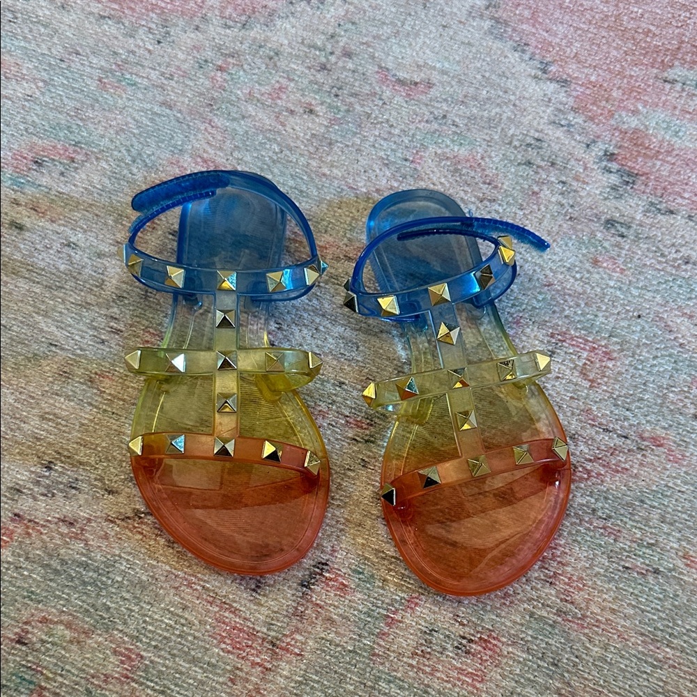 Tahari Girls Gradient Jelly Sandals in Blue, Yellow & Orange